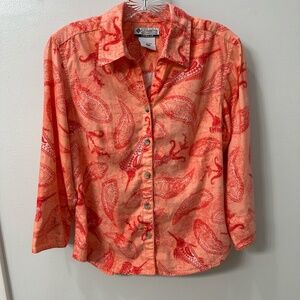 COLUMBIA 3/4 Sleeve Button Down Blouse | Women's Size Medium | EUC